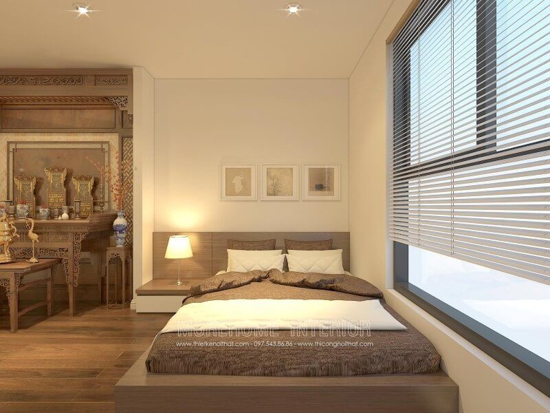 Mẫu giường ngủ hiện đại được làm từ chất liệu gỗ công nghiệp nhẹ nhàng tạo cảm giác thoải mái nhất cho gia chủ